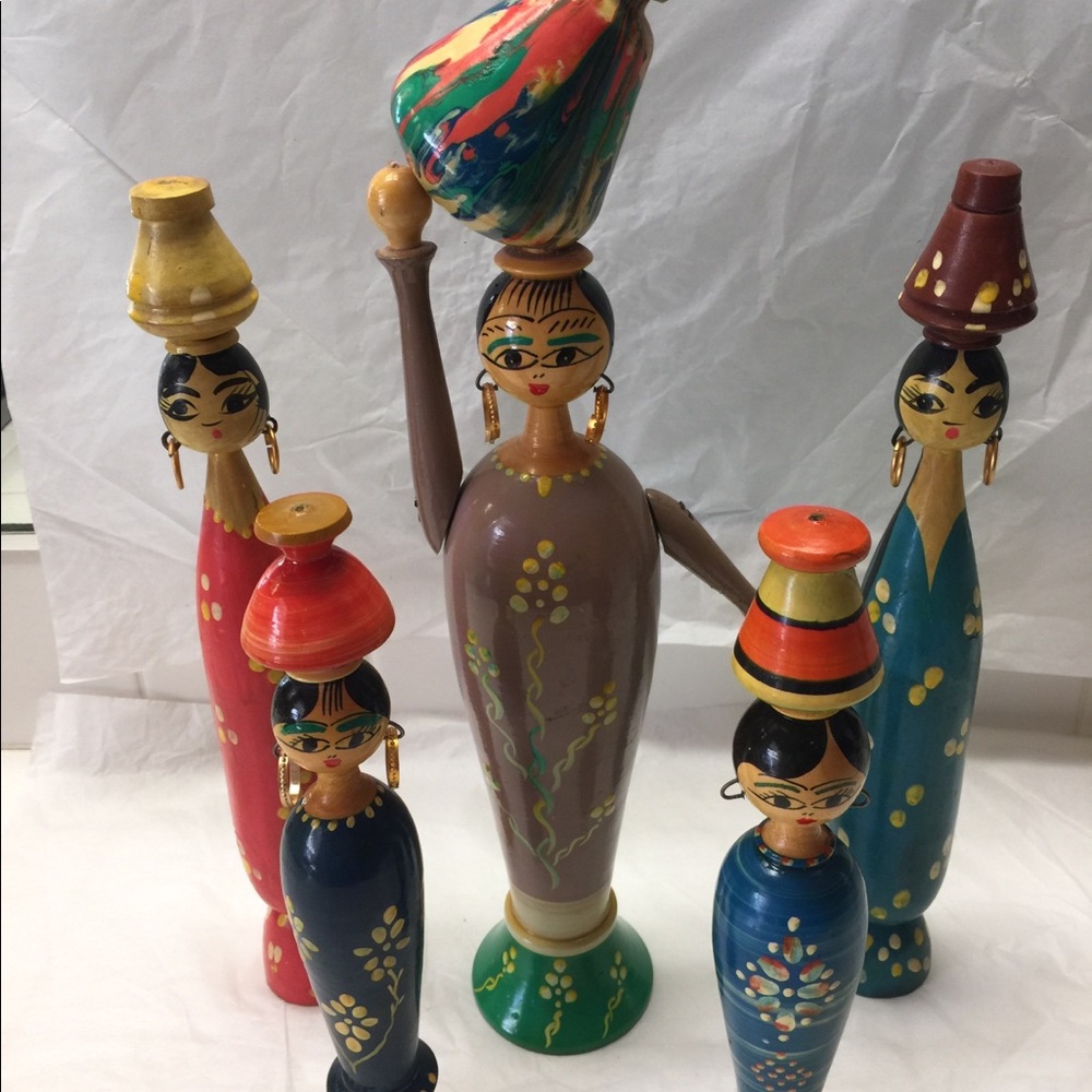 Vintage Hand crafted Peg Dolls